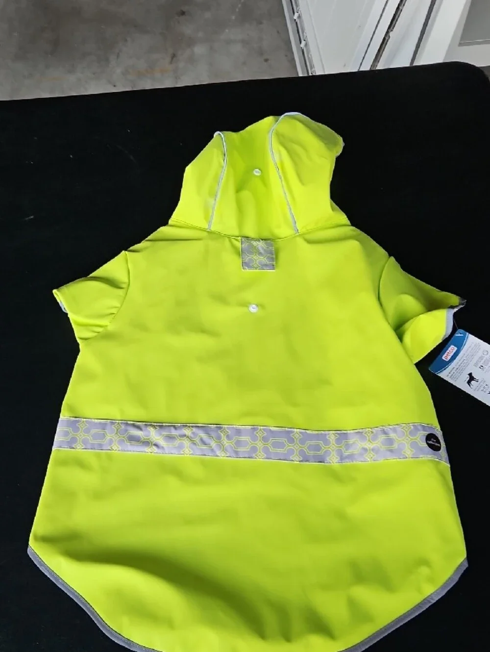 Petco Neon Yellow Reflective Dog Raincoat with Patterned Lining